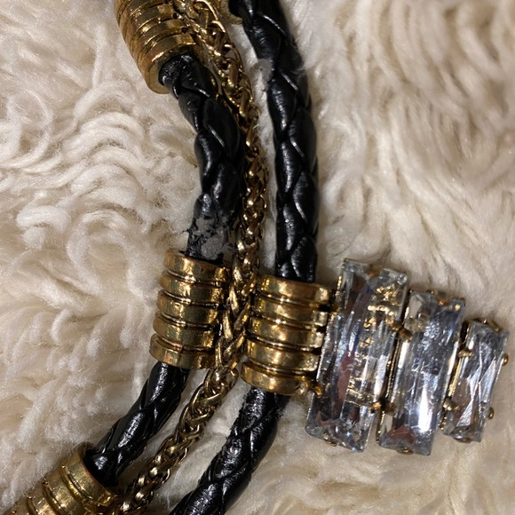 💍 Vintage Statement Egyptian style necklace with braided leather and rhinestone - Picture 3 of 3